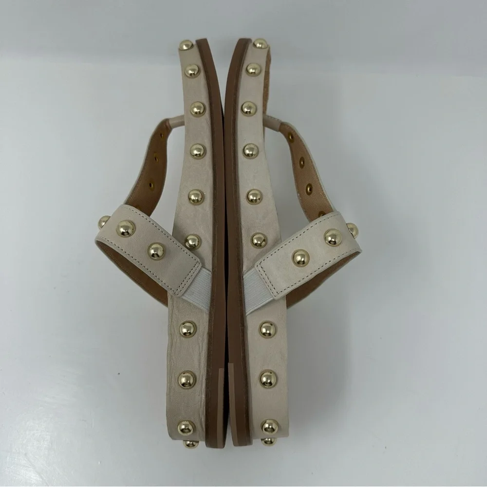 Anthropologie Kelsi Dagger Brooklyn Leather Surface Sandal Ivory Size 9.5